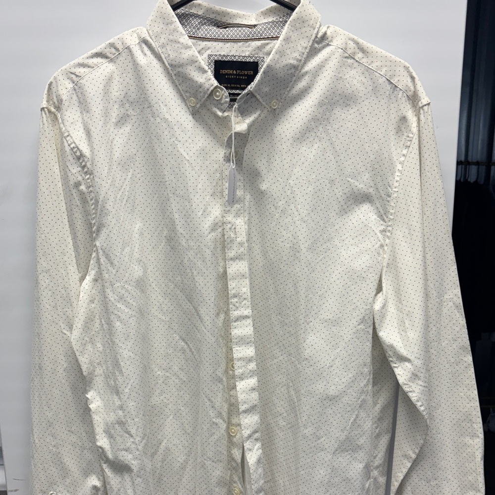 Denim & Flower Cream Button Down Shirt